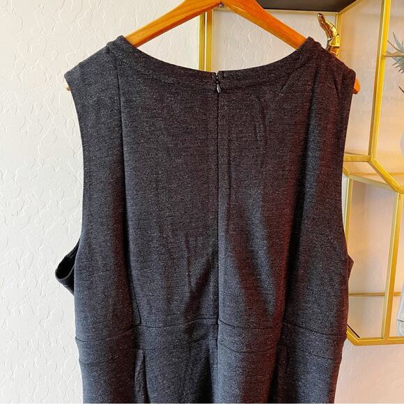 NEW LOFT Plus gray knit knee length dress shoulder buttons plus size 26 party - Picture 9 of 12